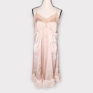 Belle Pogue cream satin lace knee length slip